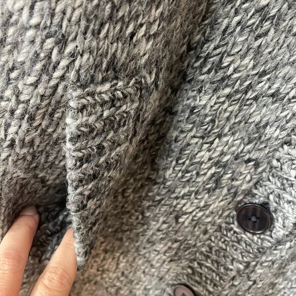 Talbots Chunky Knit Sweater Gray Size Large Sailor Collar Cardigan Buttons Cozy - Picture 5 of 6